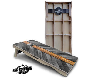 Grey Herringbone Cornhole Boards - Pro Solution Lite Series Cornhole Solutions
