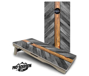 Grey Herringbone Cornhole Boards - Pro Solution Lite Series Cornhole Solutions