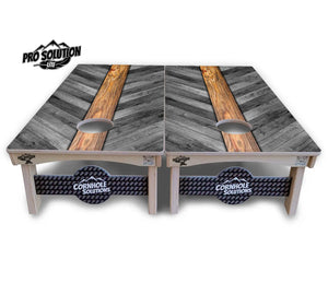 Grey Herringbone Cornhole Boards - Pro Solution Lite Series Cornhole Solutions