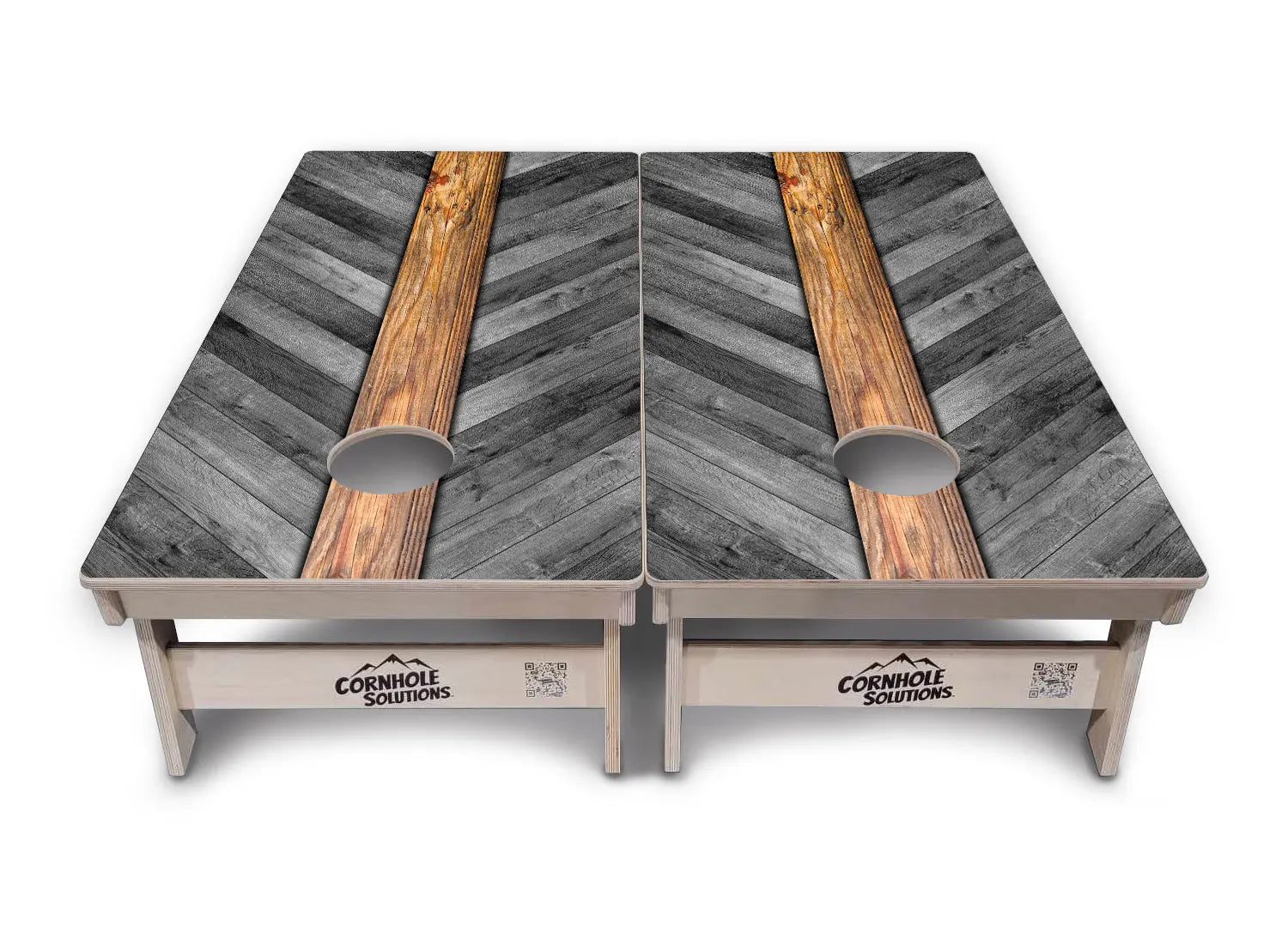 Grey Herringbone Cornhole Boards - Professional Tournament Series by Cornhole Solutions, handmade jewelry detail photo 2