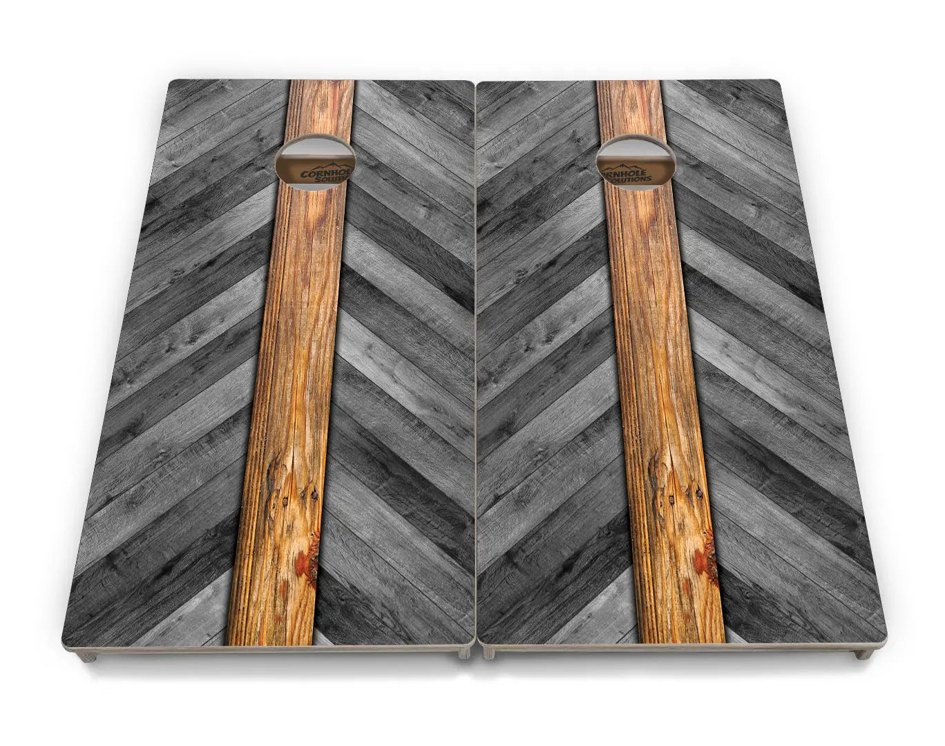 Grey Herringbone Cornhole Boards - Professional Tournament Series by Cornhole Solutions, handmade jewelry detail photo 3