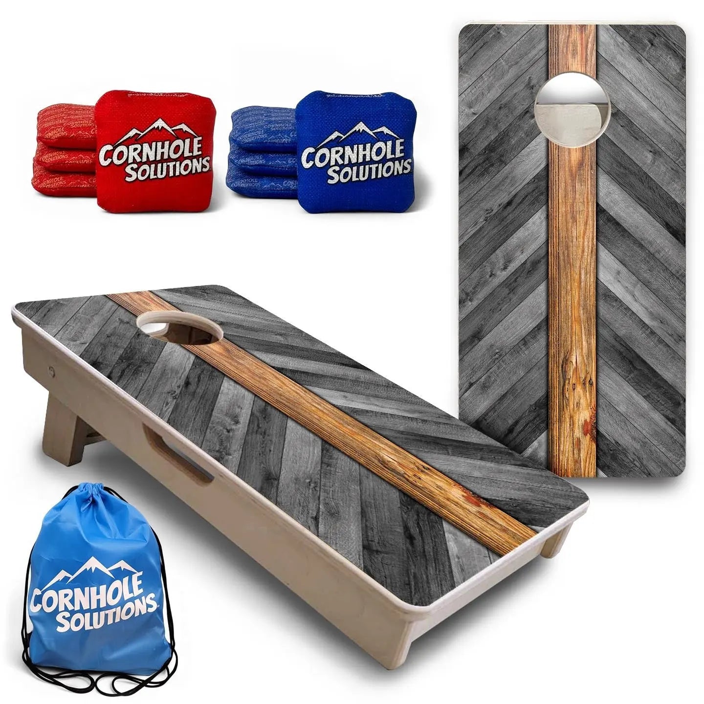 Grey Herringbone - Mini or Vacation Size Cornhole Boards by Cornhole Solutions, handmade jewelry main product photo