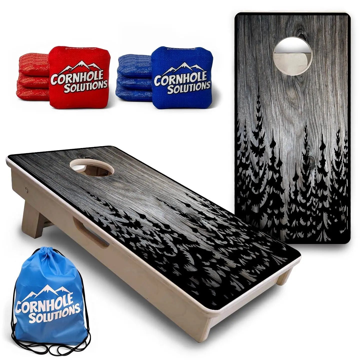 Grey Pine Trees - Mini or Vacation Size Cornhole Boards by Cornhole Solutions, custom cornhole board main product photo