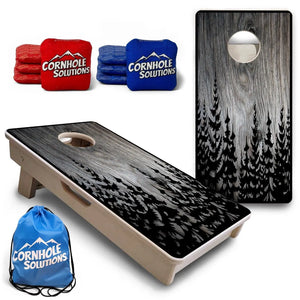 Grey Pine Trees - Mini or Vacation Size Cornhole Boards by Cornhole Solutions, custom cornhole board main product photo