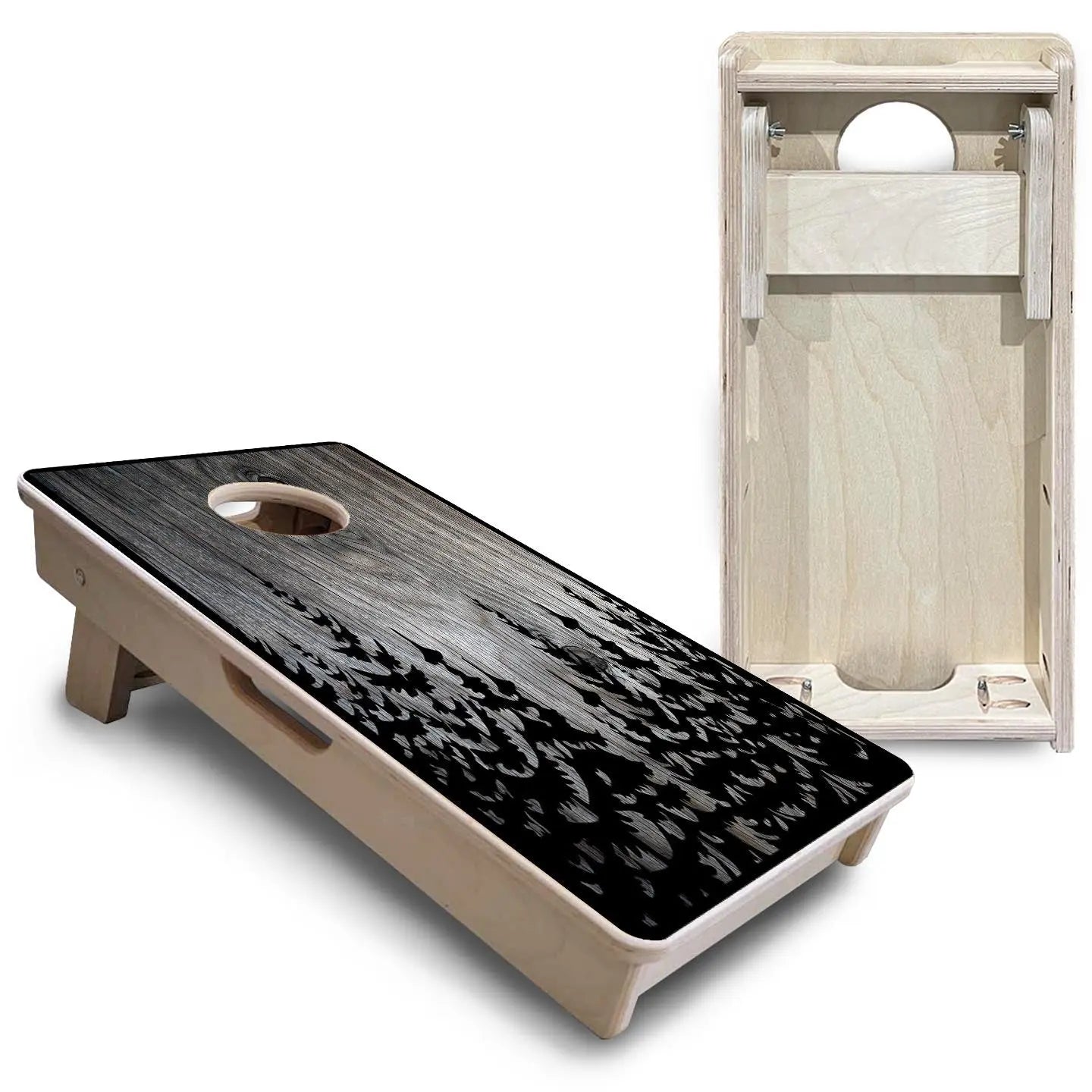 Grey Pine Trees - Mini or Vacation Size Cornhole Boards by Cornhole Solutions, custom cornhole board detail photo 6
