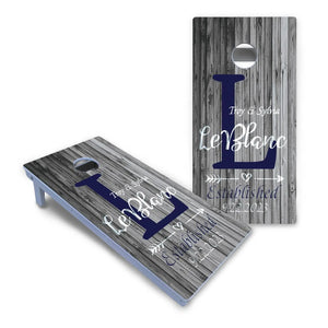 Grey Slat Wood Cornhole Boards - All Weather Series by Cornhole Solutions, custom cornhole board detail photo 2