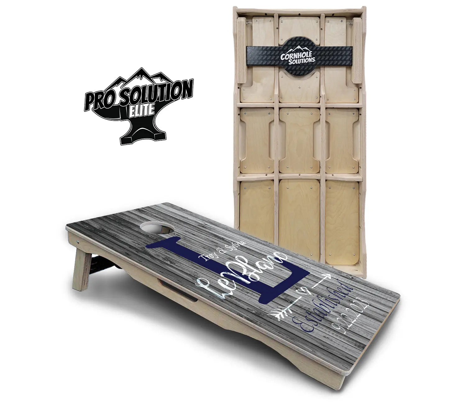 Grey Slat Wood Cornhole Boards - Pro Solution Elite Series by Cornhole Solutions, custom cornhole board main product photo
