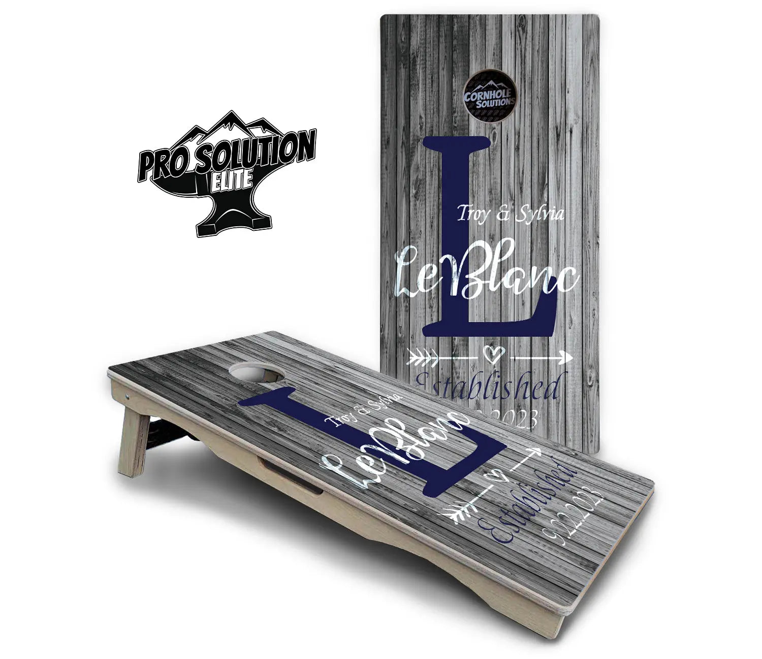 Grey Slat Wood Cornhole Boards - Pro Solution Elite Series by Cornhole Solutions, custom cornhole board detail photo 2