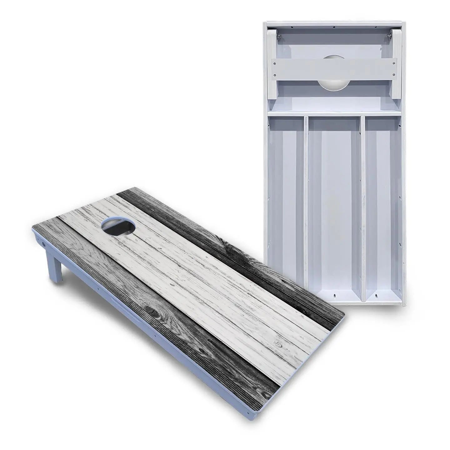 Grey Two Tone Slats Cornhole Boards - All Weather Series by Cornhole Solutions, custom cornhole board main product photo