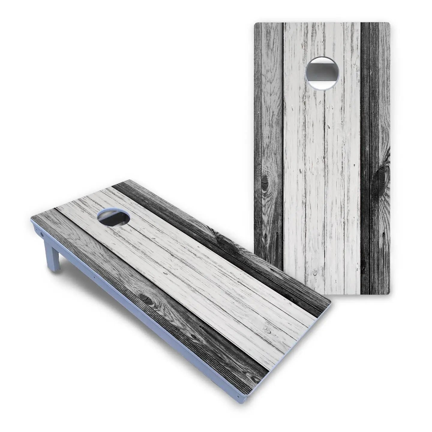 Grey Two Tone Slats Cornhole Boards - All Weather Series by Cornhole Solutions, custom cornhole board detail photo 2