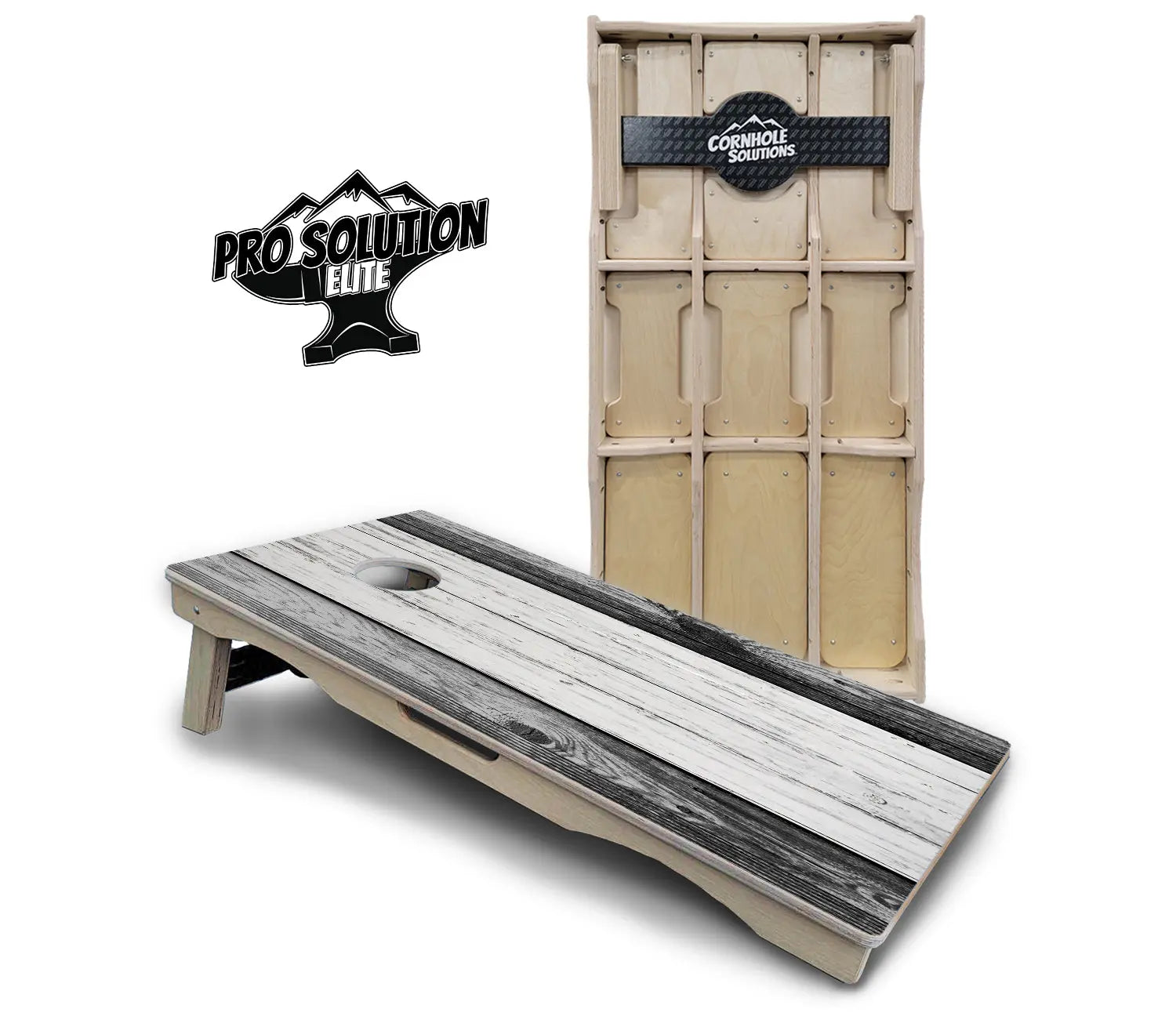 Grey Two Tone Slats Cornhole Boards - Pro Solution Elite Series by Cornhole Solutions, custom cornhole board main product photo