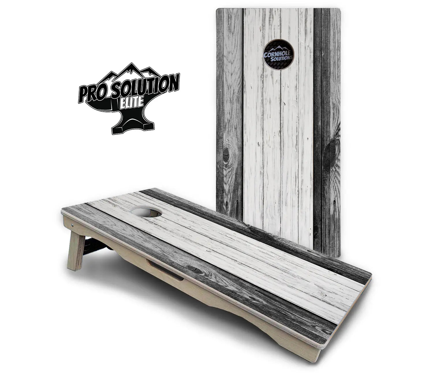 Grey Two Tone Slats Cornhole Boards - Pro Solution Elite Series by Cornhole Solutions, custom cornhole board detail photo 2