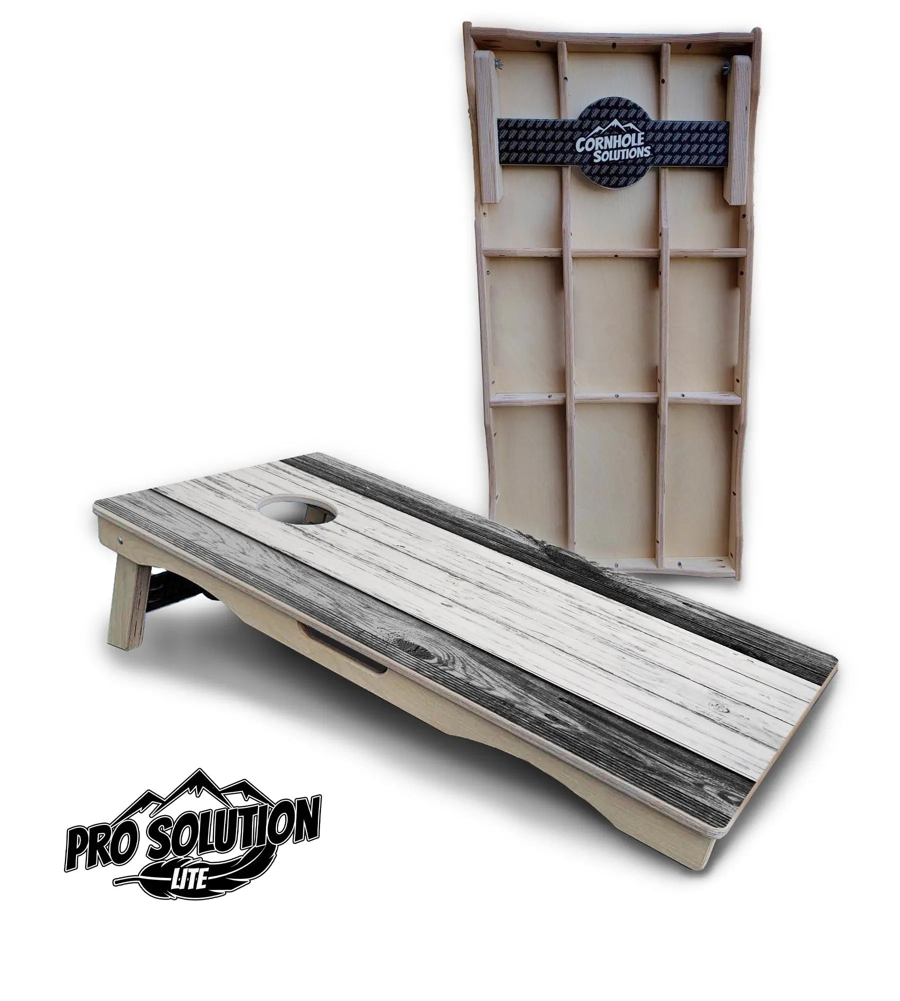 Grey Two Tone Slats Cornhole Boards - Pro Solution Lite Series by Cornhole Solutions, custom cornhole board main product photo