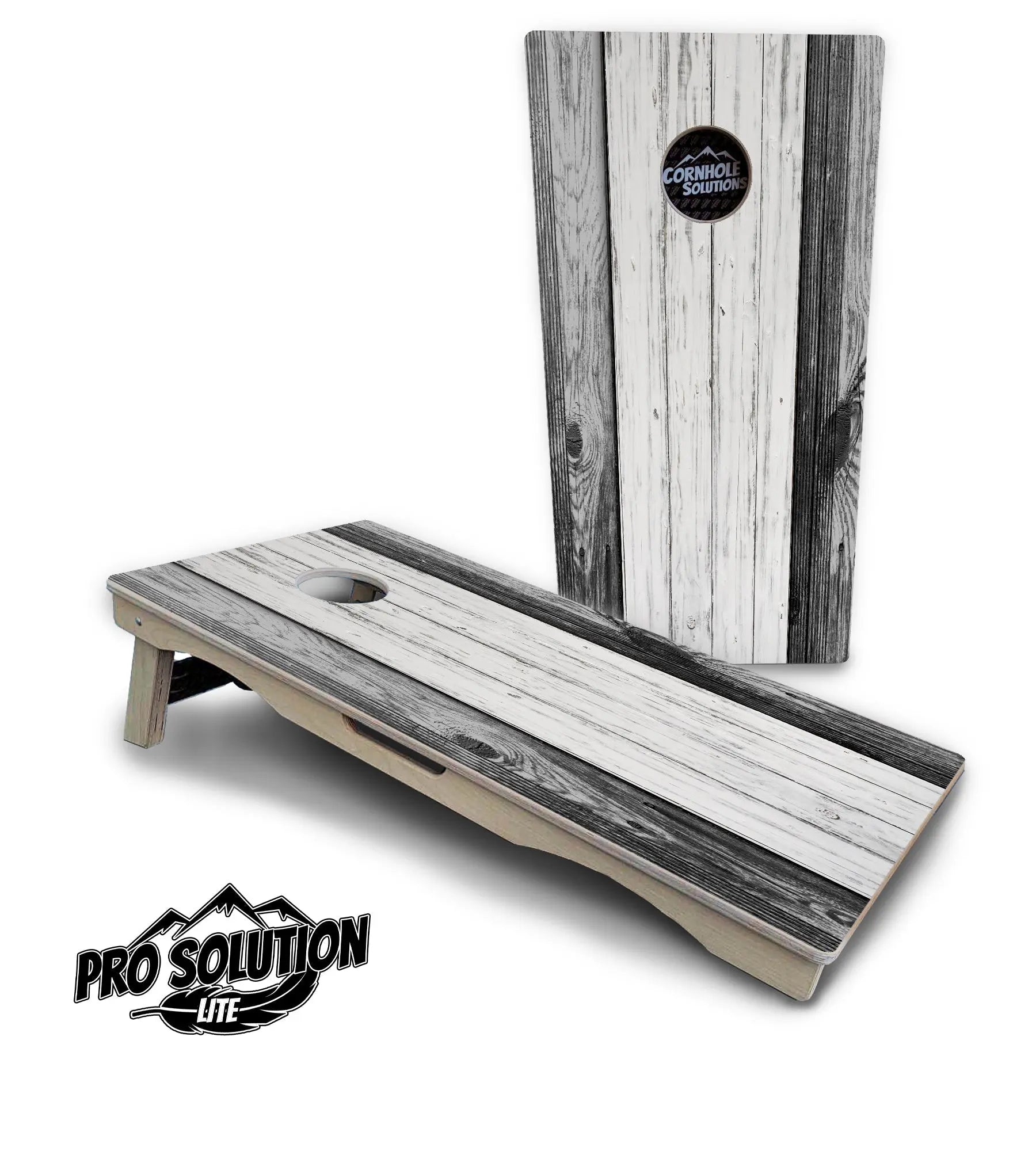 Grey Two Tone Slats Cornhole Boards - Pro Solution Lite Series by Cornhole Solutions, custom cornhole board detail photo 5