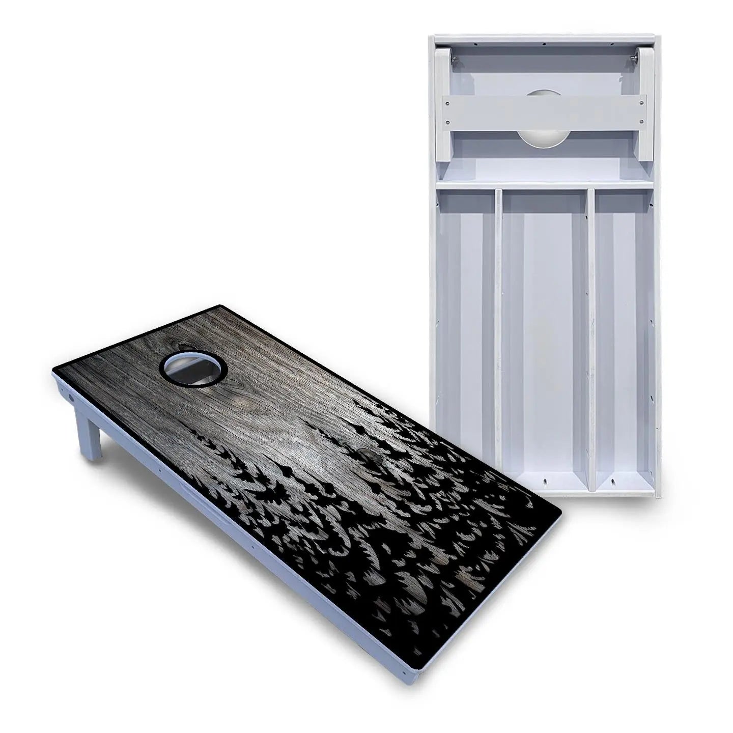 Greyscale Pine Trees Cornhole Boards - All Weather Series Cornhole Solutions