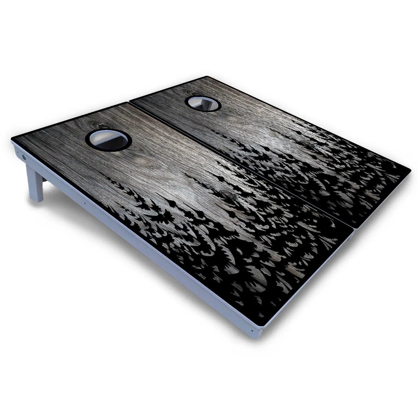Greyscale Pine Trees Cornhole Boards - All Weather Series Cornhole Solutions
