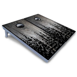 Greyscale Pine Trees Cornhole Boards - All Weather Series Cornhole Solutions