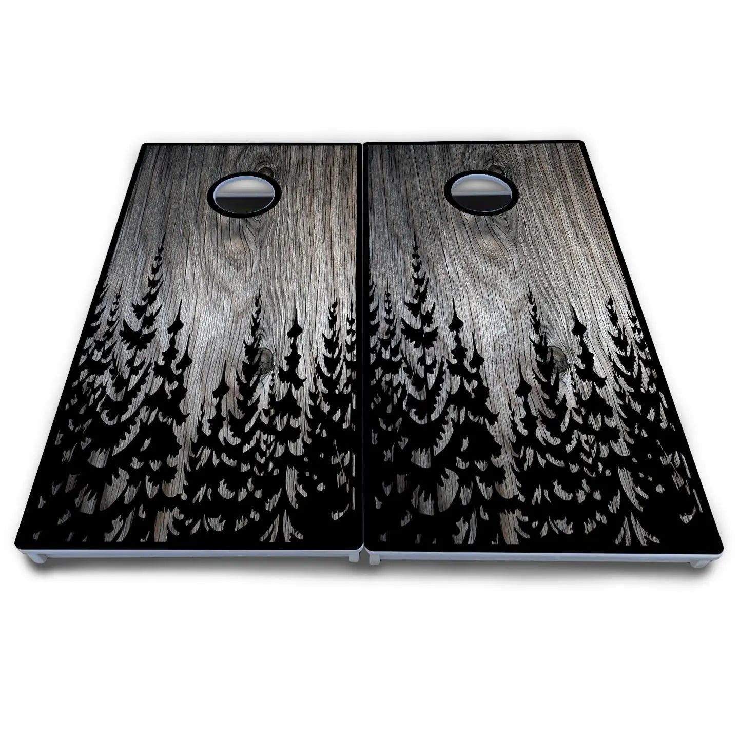 Greyscale Pine Trees Cornhole Boards - All Weather Series Cornhole Solutions