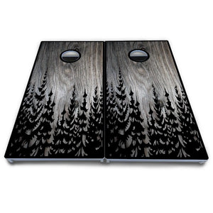 Greyscale Pine Trees Cornhole Boards - All Weather Series Cornhole Solutions