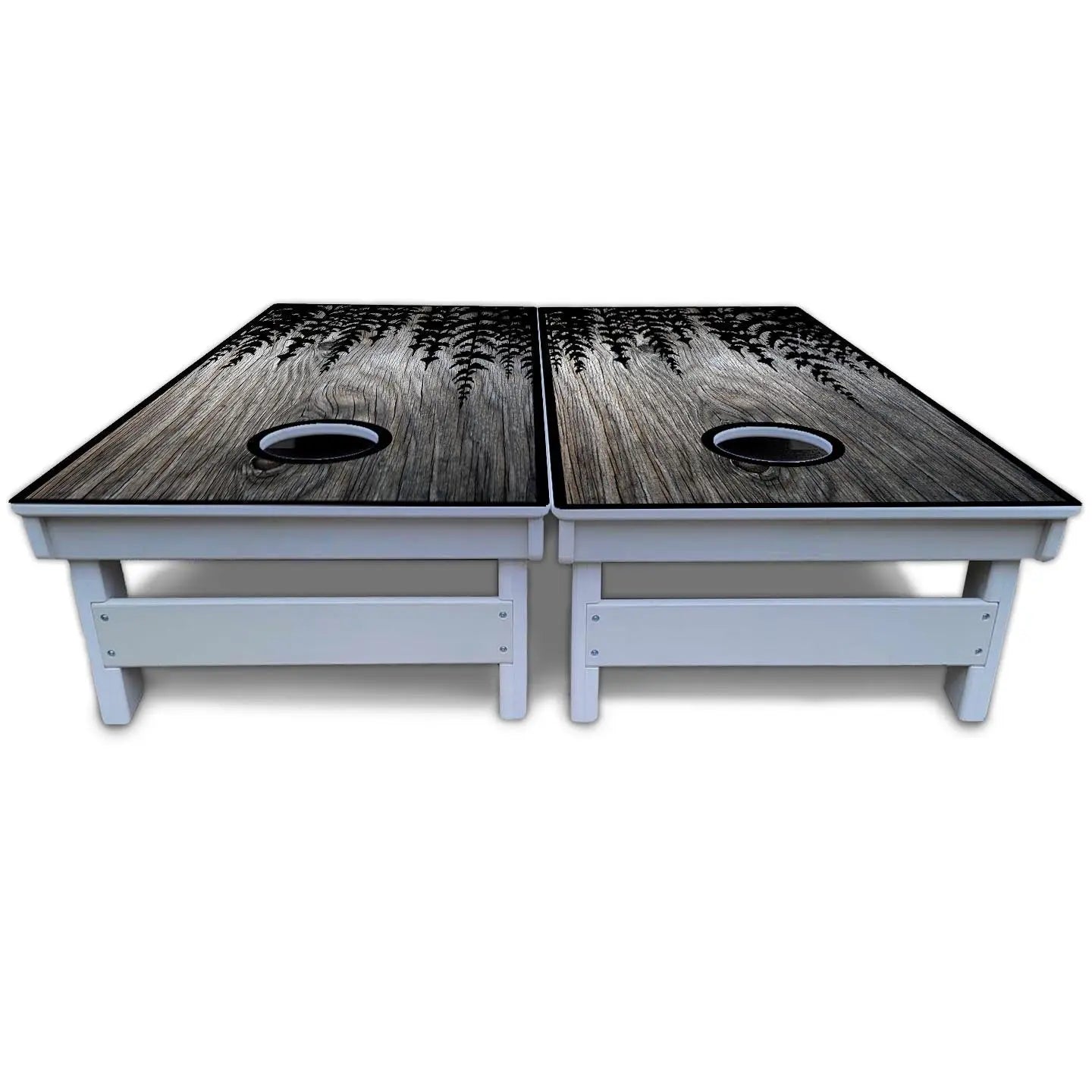 Greyscale Pine Trees Cornhole Boards - All Weather Series Cornhole Solutions