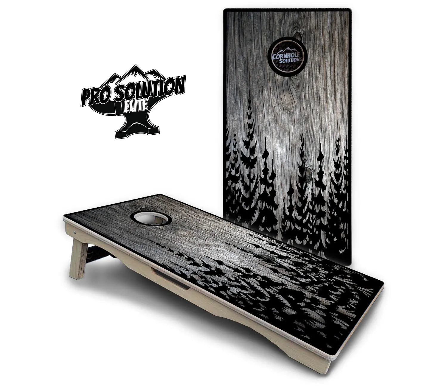 Greyscale Pine Trees Cornhole Boards - Pro Solution Elite Series Cornhole Solutions