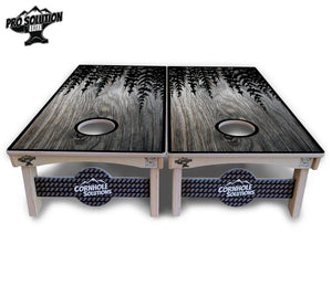 Greyscale Pine Trees Cornhole Boards - Pro Solution Elite Series Cornhole Solutions