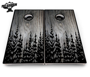 Greyscale Pine Trees Cornhole Boards - Pro Solution Elite Series Cornhole Solutions