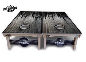 Greyscale Pine Trees Cornhole Boards - Pro Solution Lite Series Cornhole Solutions