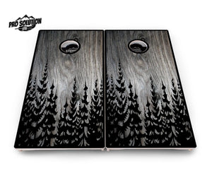Greyscale Pine Trees Cornhole Boards - Pro Solution Lite Series Cornhole Solutions