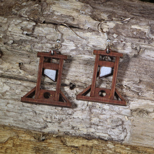 Guillotine Wooden Earrings | Gothic Dark Humor Jewelry