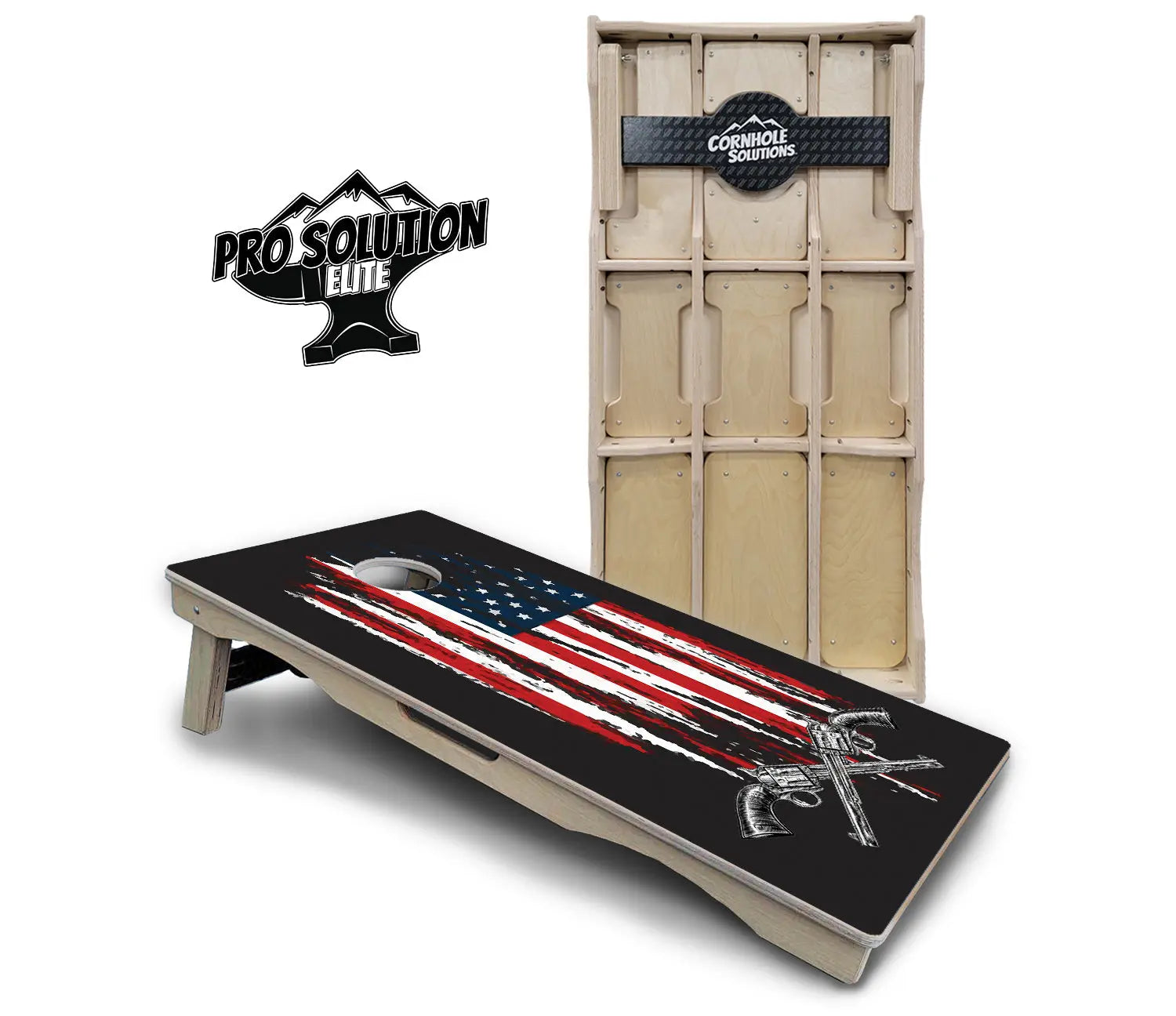 Guns & Flag Cornhole Boards - Pro Solution Elite Series Cornhole Solutions