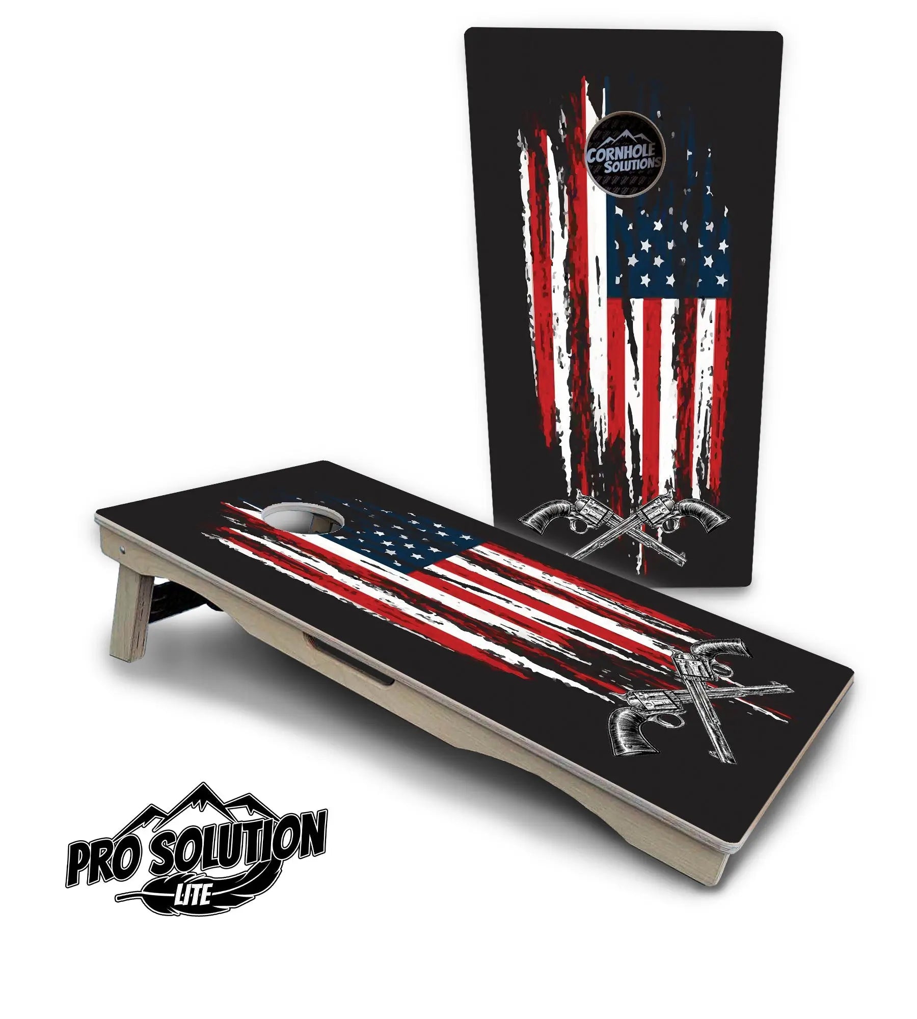 Guns & Flag Cornhole Boards - Pro Solution Lite Series Cornhole Solutions