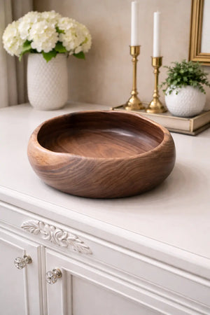 HAND TURNED LIVE EDGE BLACK WALNUT BOWL - 10-1/2" X 3-1/2" Paw Paw’s Woodshop of Mississippi