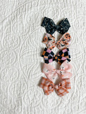 Pink & Orange Rust Gingham Pinwheel Bow by Boosh Baby image 3