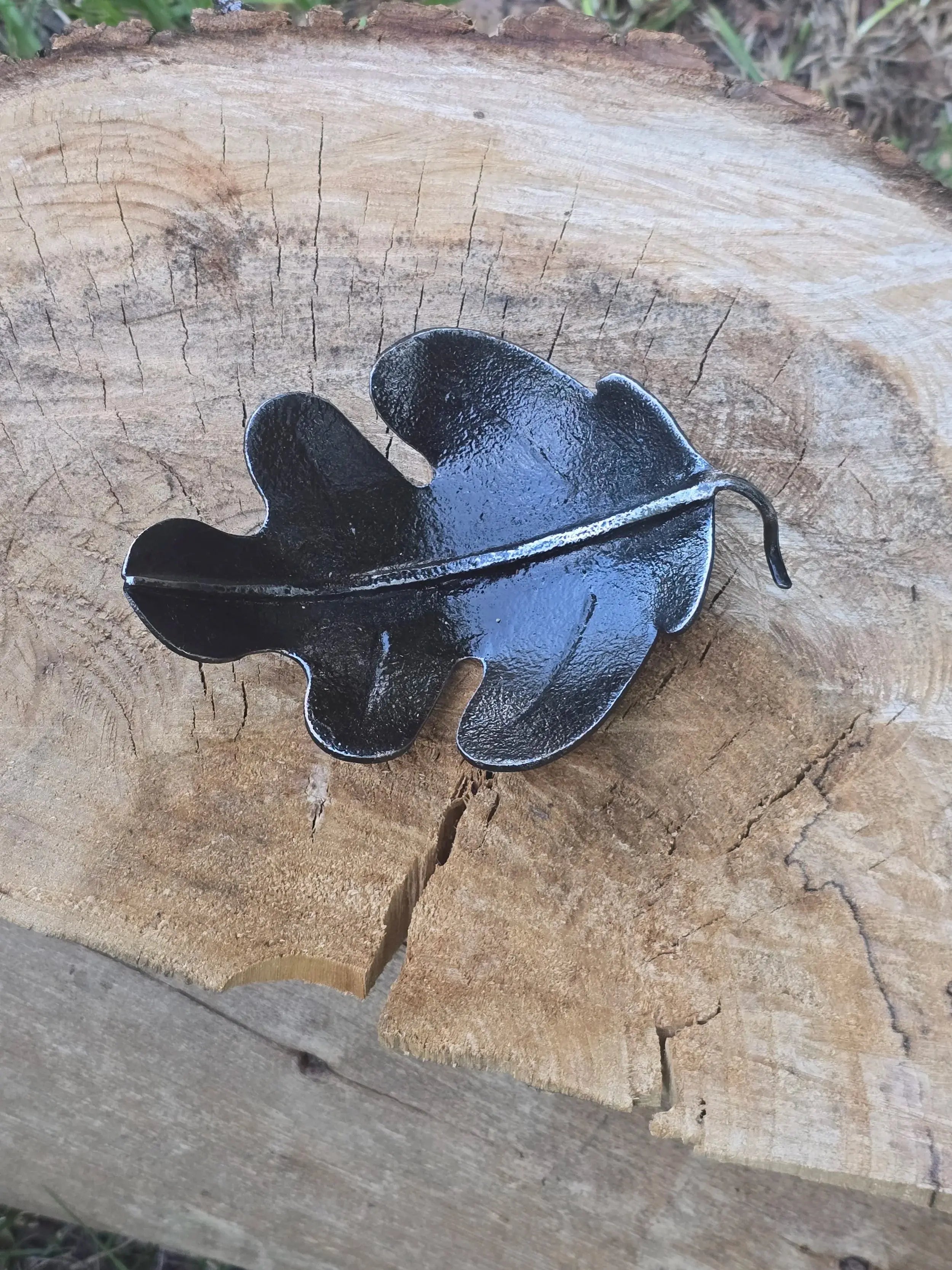 Hand Forged Oak Leaf Dish by Redbeard's Forge LLC, Southern home decor main product photo