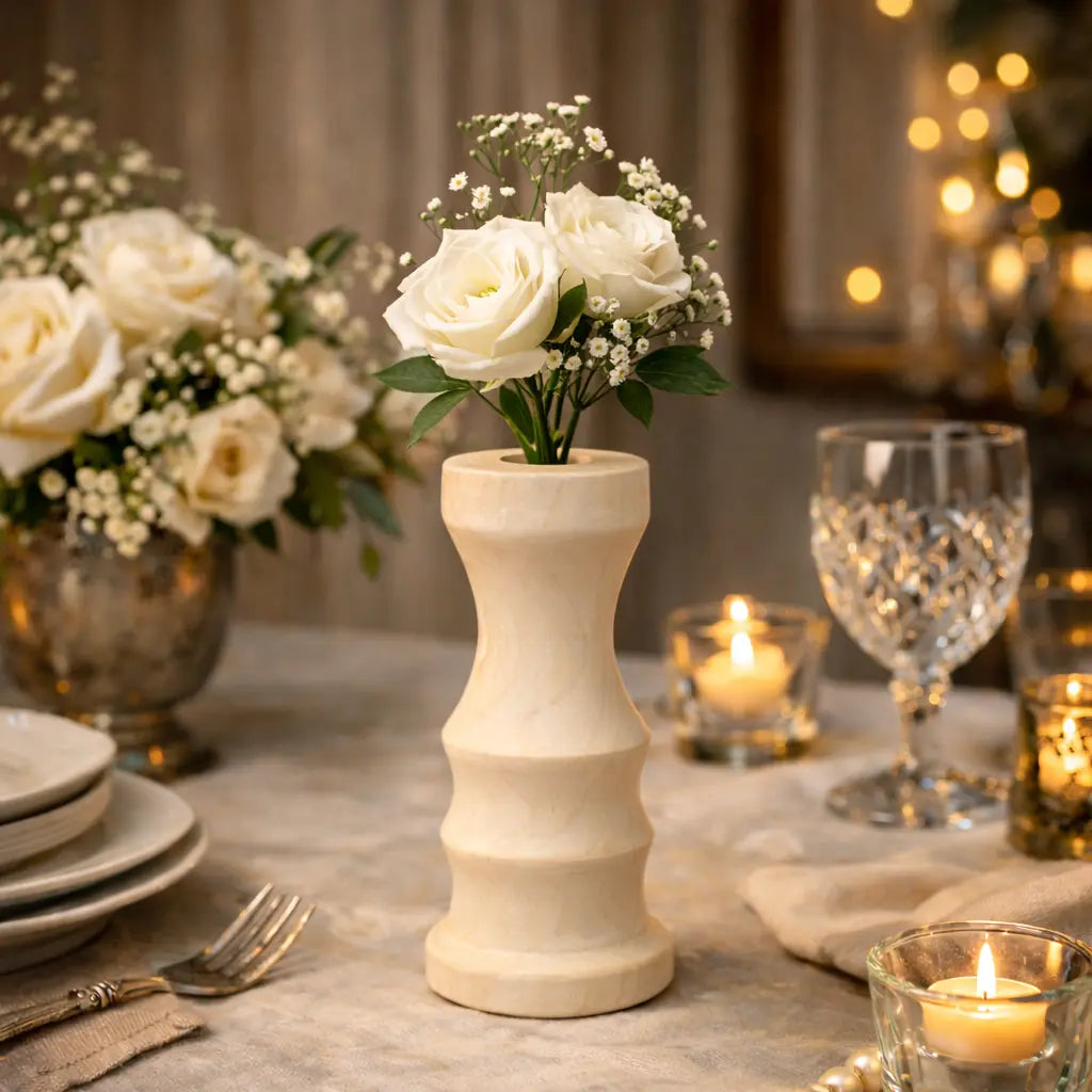 Hand Turned River Birch Wood Candle Holder or Bud Vase – Sculptural Wooden Vessel Paw Paw’s Woodshop of Mississippi