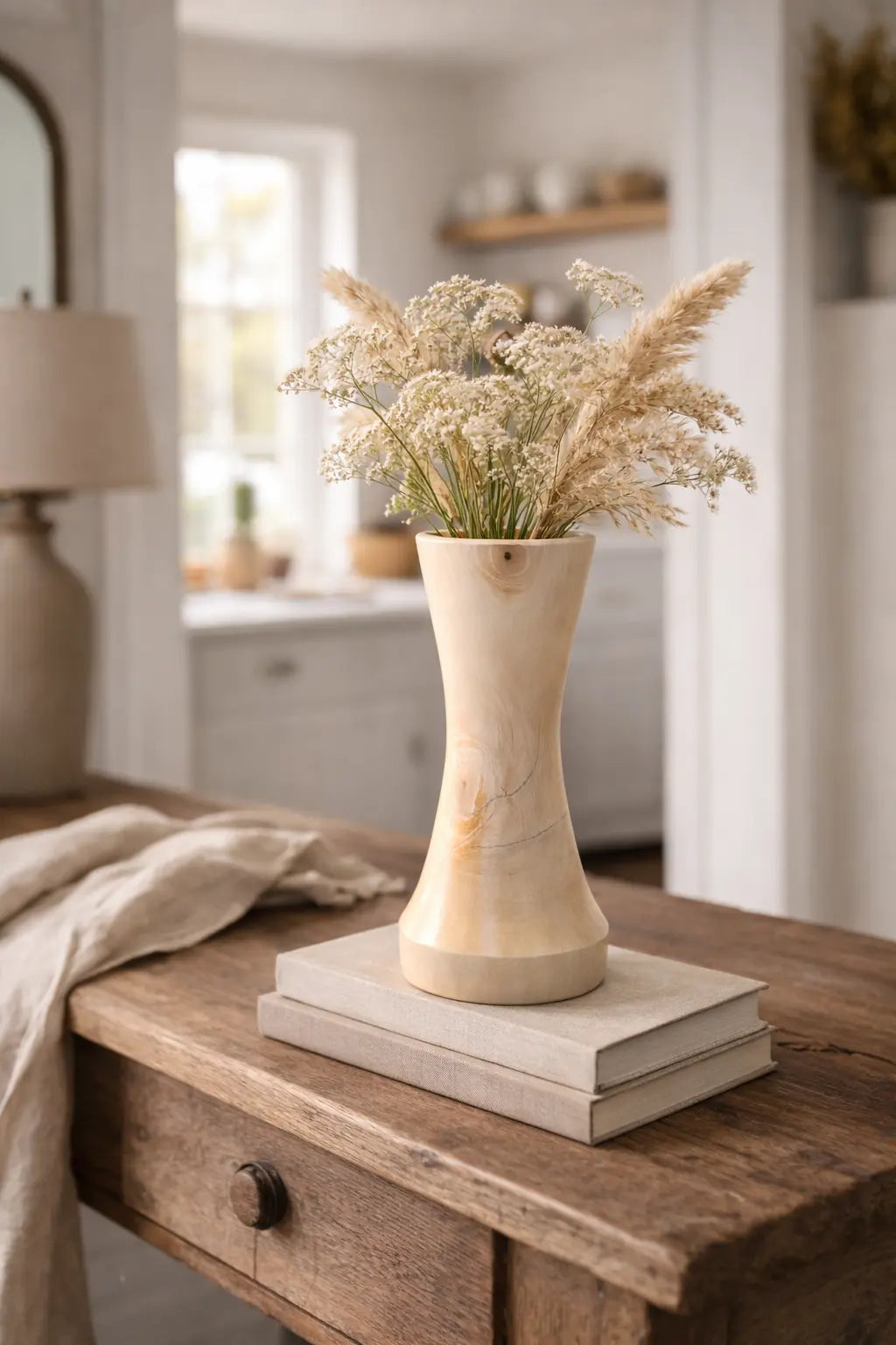 Hand Turned River Birch Wood Vase – Tall Sculptural Wooden Vessel, Handmade in Mississippi Paw Paw’s Woodshop of Mississippi