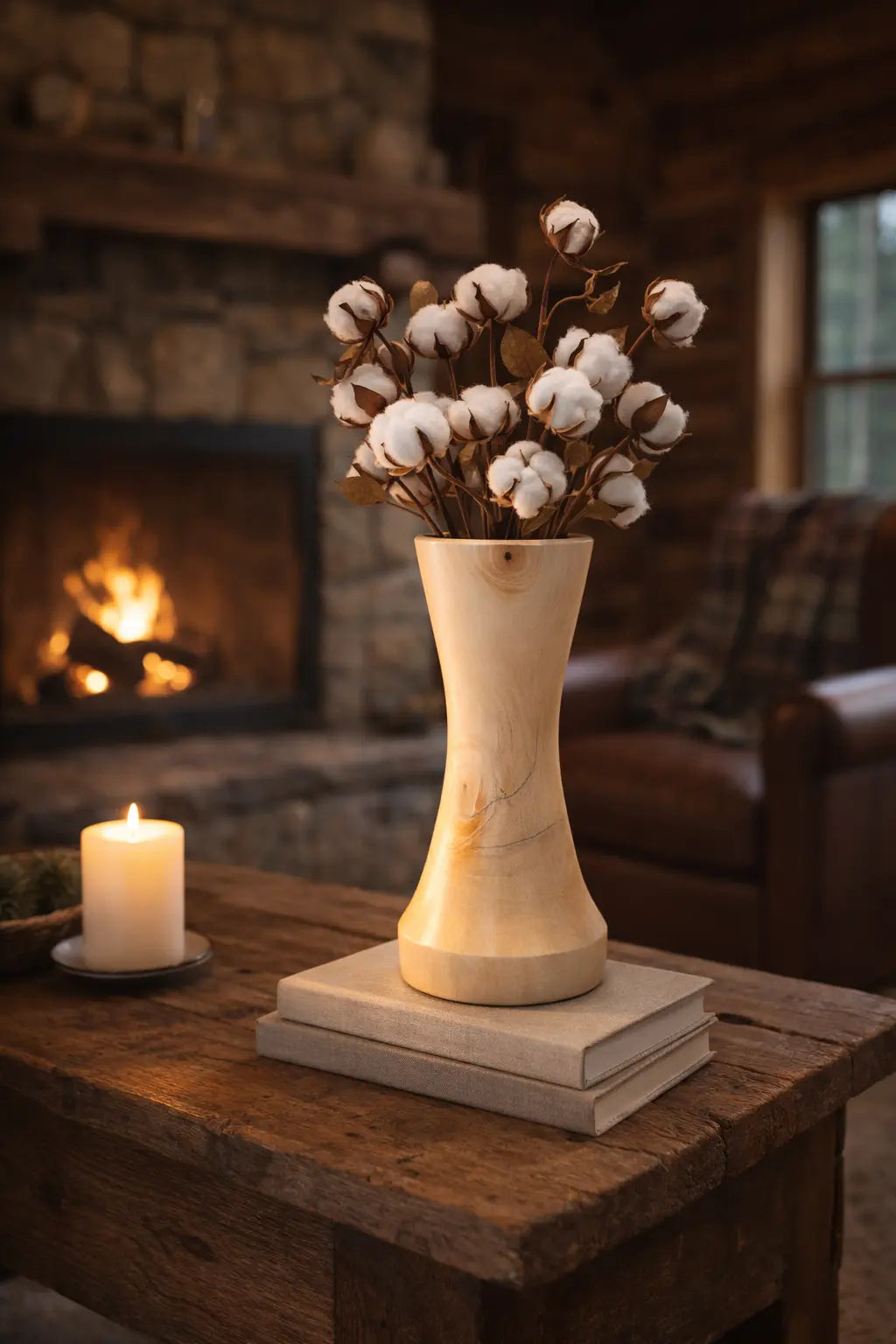 Hand Turned River Birch Wood Vase – Tall Sculptural Wooden Vessel, Handmade in Mississippi Paw Paw’s Woodshop of Mississippi
