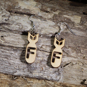 F Bomb Wooden Dangle Earrings | Funny Rude Jewelry