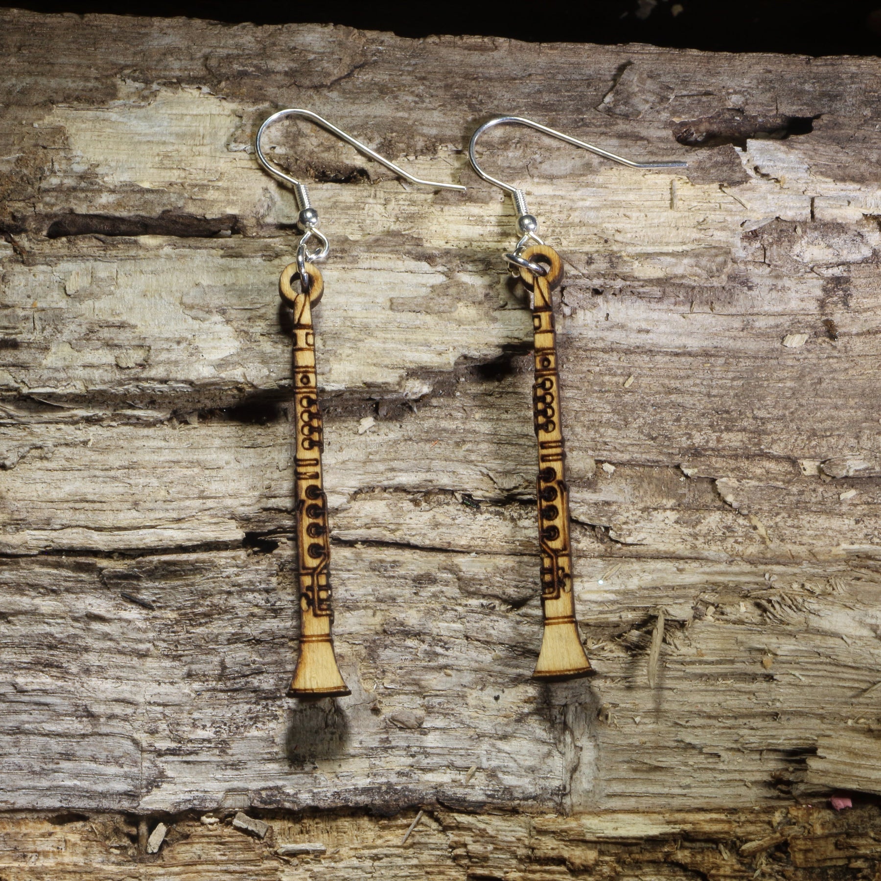 Clarinet Wooden Dangle Earrings | Band Instrument Jewelry