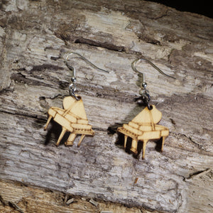 Grand Piano Wooden Earrings | Musician Instrument Jewelry