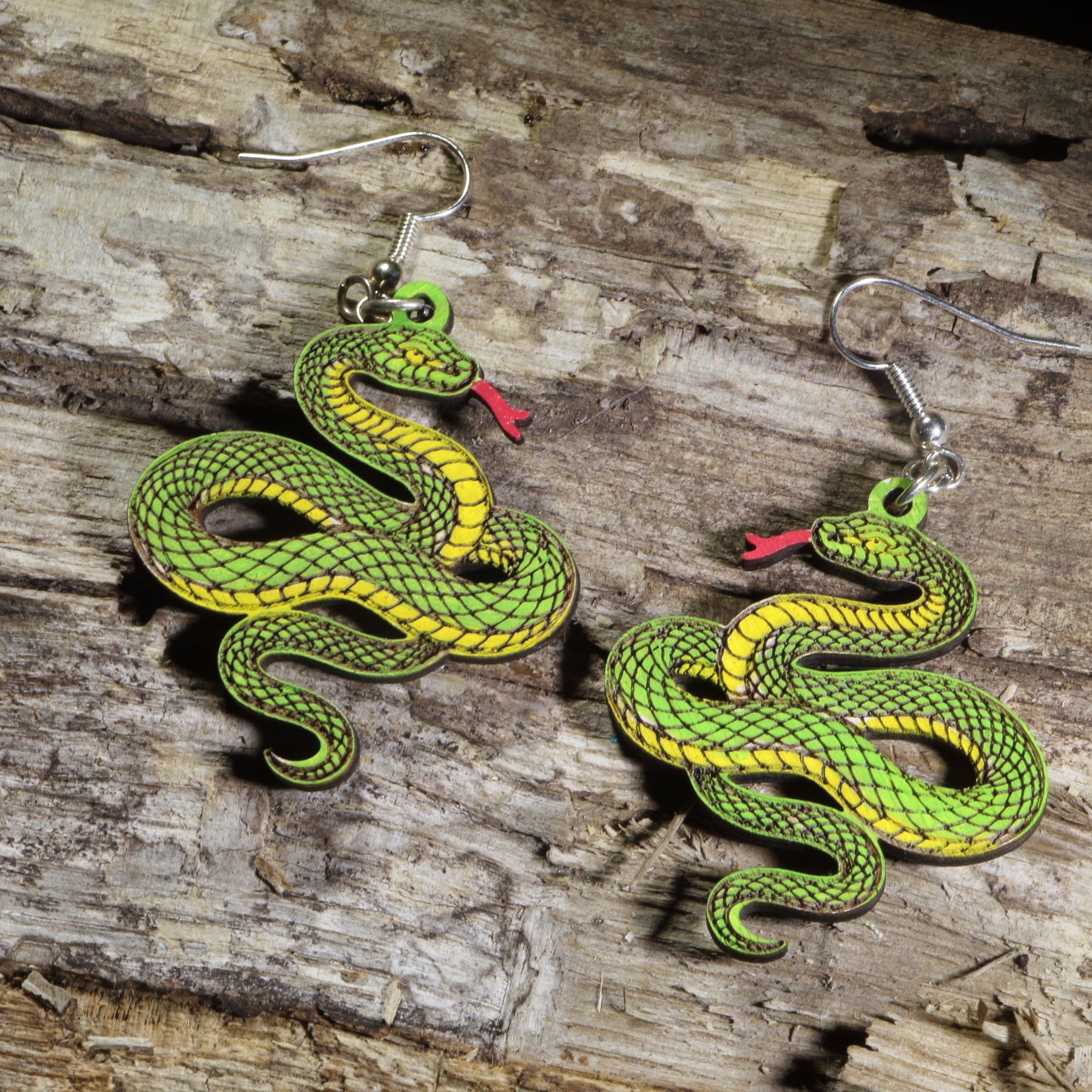Copper Snake Wooden Dangle Earrings | Reptile Nature Jewelry (Copy)
