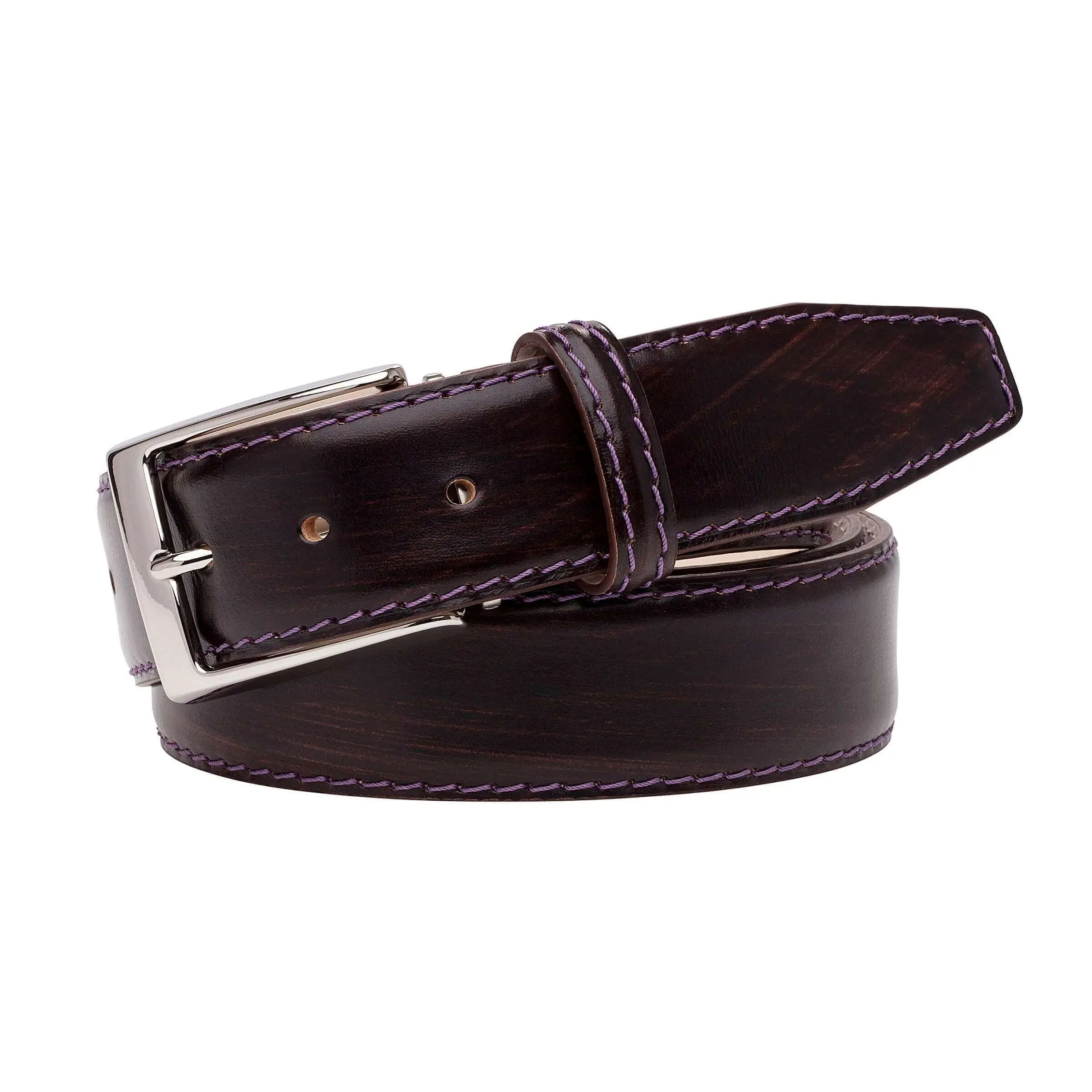 Hand stained Brown Veg Tan Belt by Roger Ximenez: Bespoke Belts and Leather Accessories, handmade leather goods detail photo 2