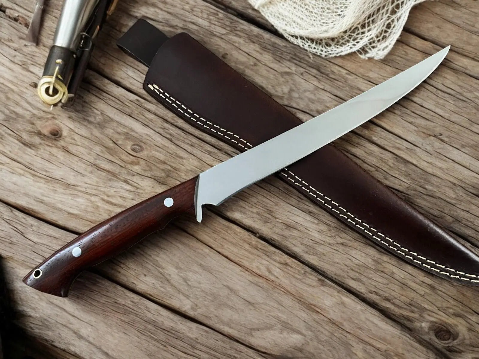 Handcrafted Rosewood Fillet Knife - Precision at 14.4 Damascus Knife Store