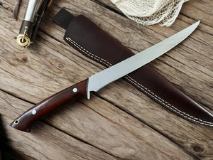 Handcrafted Rosewood Fillet Knife - Precision at 14.4 Damascus Knife Store