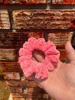 Pink Velvet Scrunchie Handmade in Mississippi - Crochet Hair Accessory