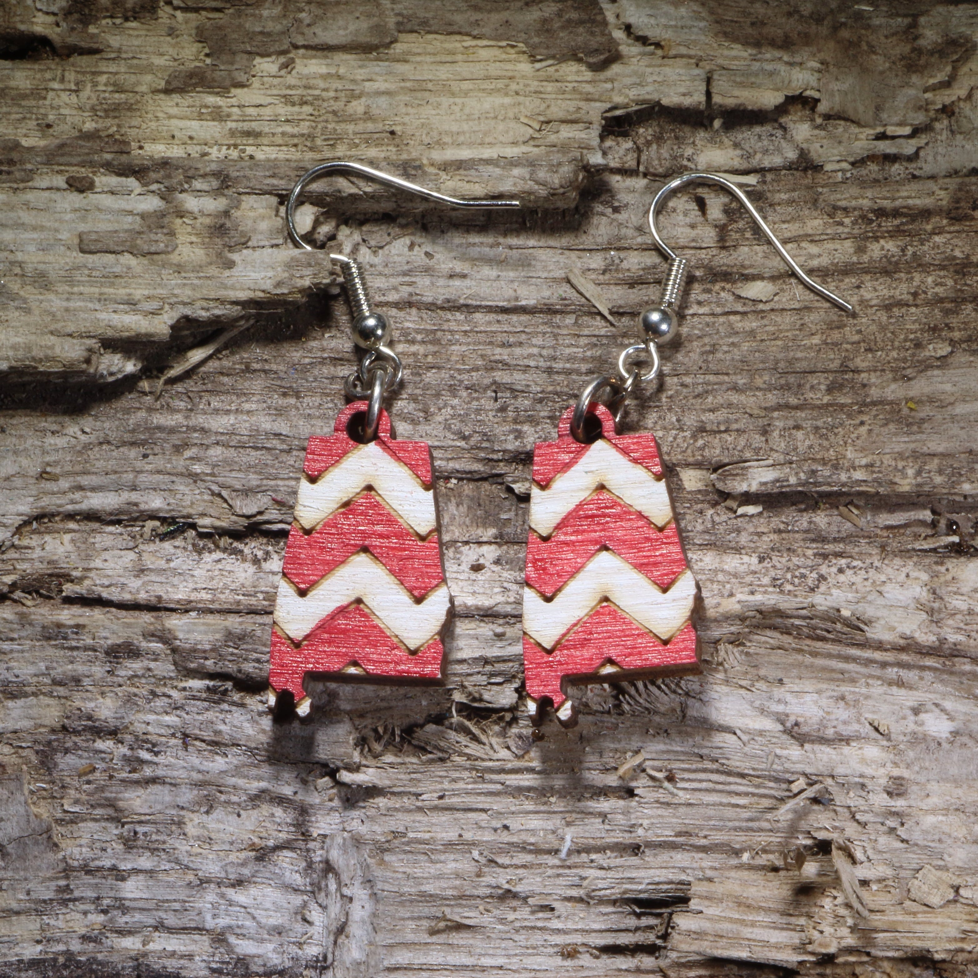 Alabama State Wooden Earrings | Southern Chevron Jewelry