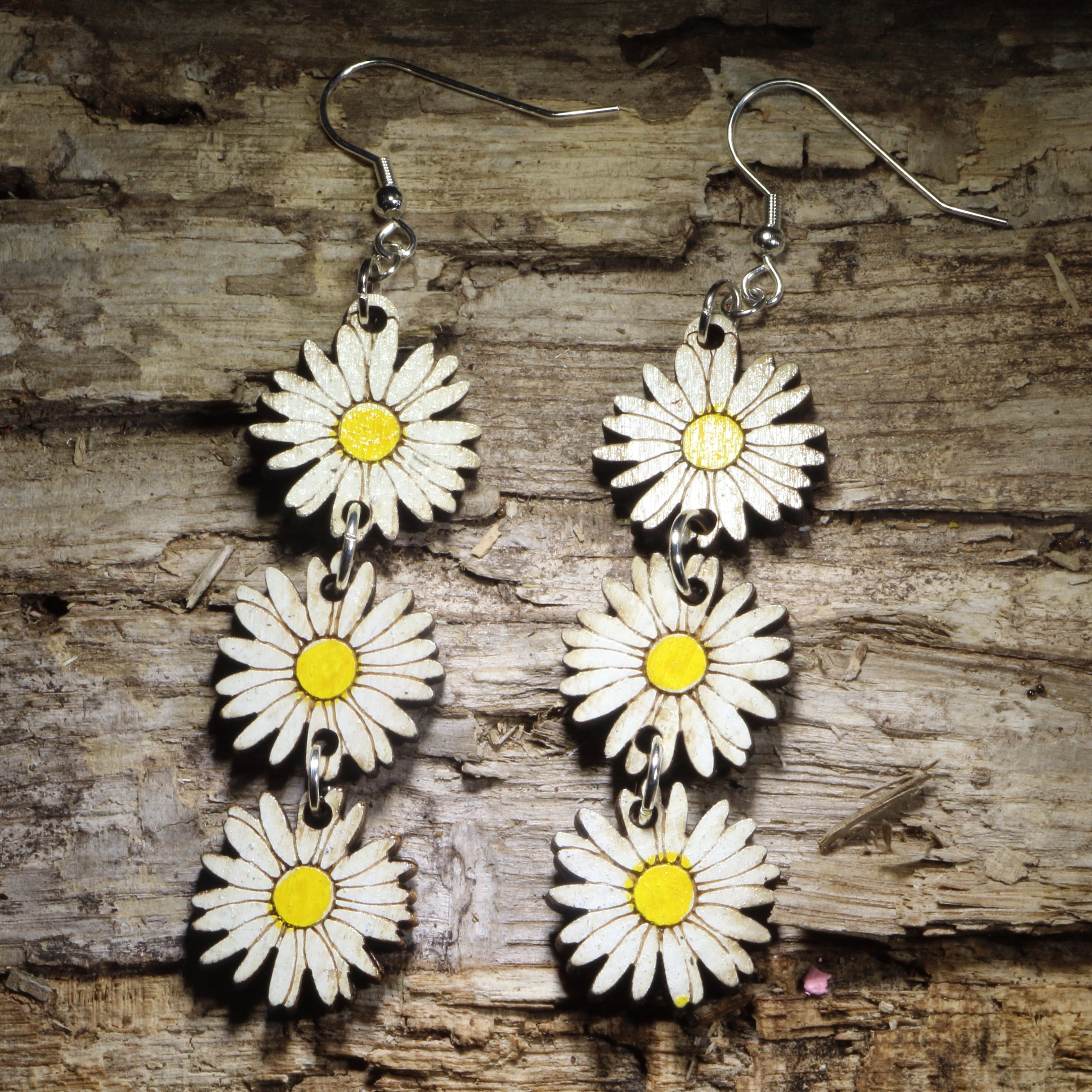 Daisy Chain Wooden Earrings | Floral Garden Jewelry