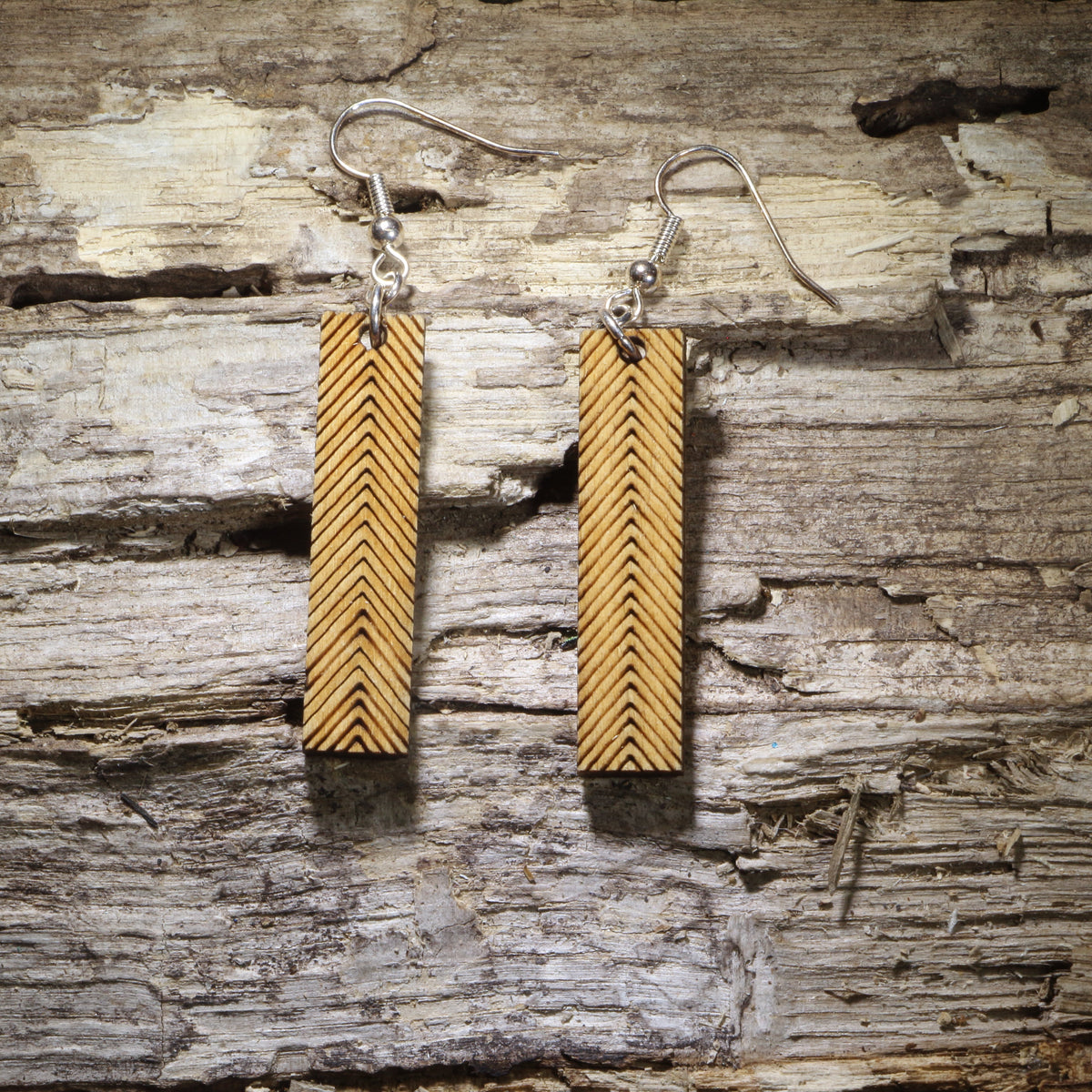 Chevron Bar Wooden Dangle Earrings | Modern Geometric Jewelry by Cate's Concepts, LLC
