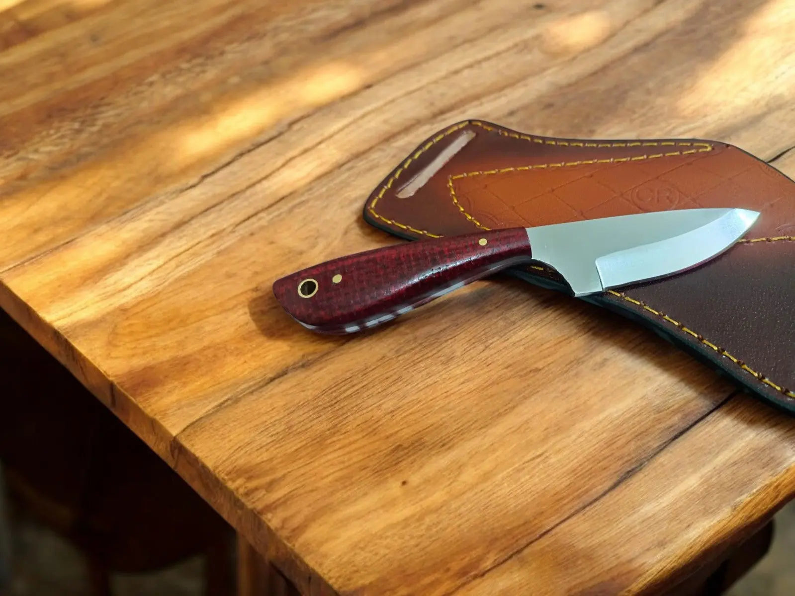 Handmade Belt Knife – D2 Steel Blade with Micarta Handle Damascus Knife Store